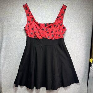 Torrid Dress Size 24 Sleeveless Fit & Flare Black And Red Floral Romantic